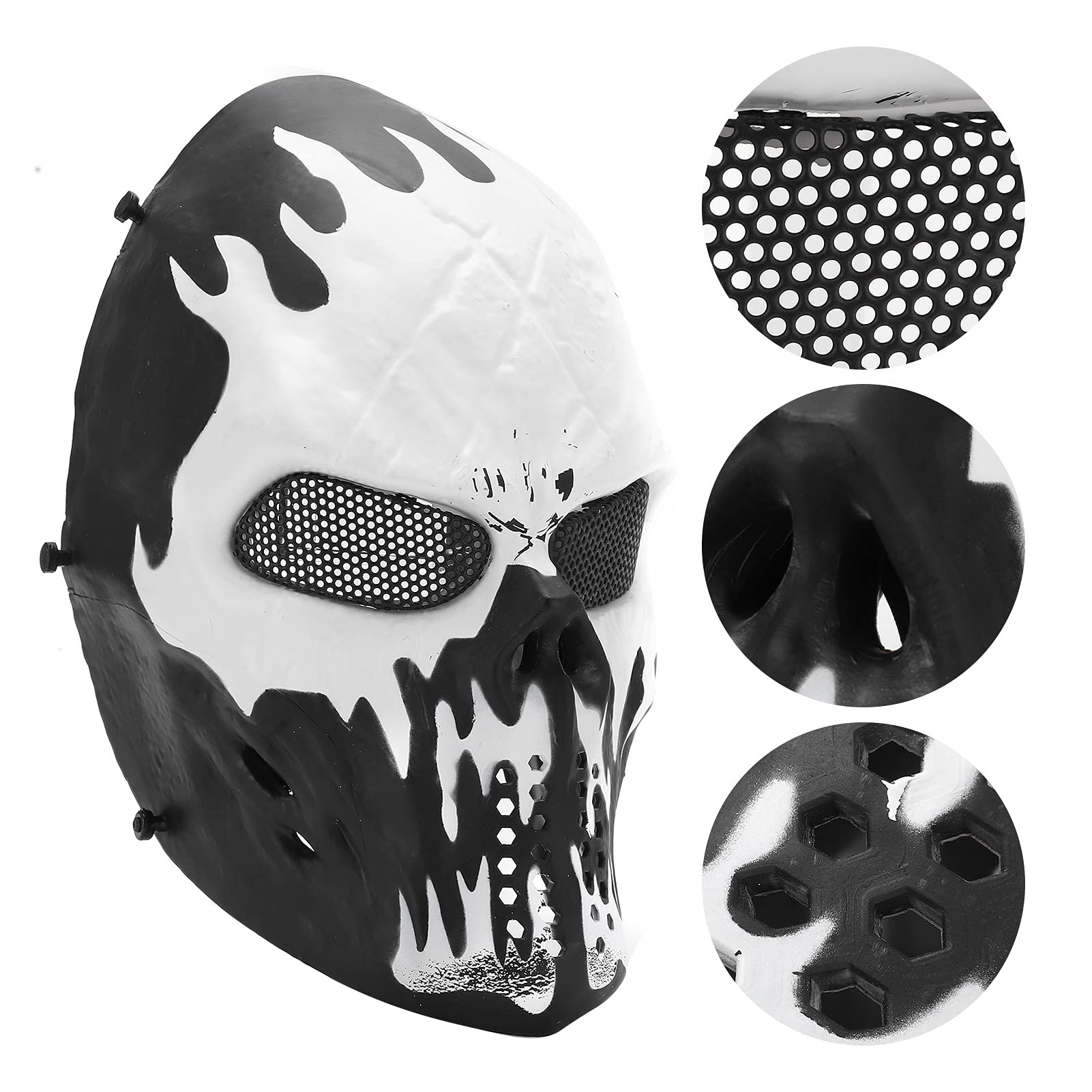 Maschera Wohpnle Skull, Spooky Skull Full Face Mask con protezione per gli occhi per cosplay Movie Paintball Halloween Maschere spaventose
