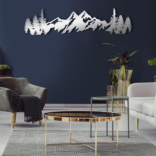 Vista 6 de Arte de pared de metal de montaña, arte de pared de metal de montaña, arte de pared grande montañas, decoración de pared de montaña, arte de pared