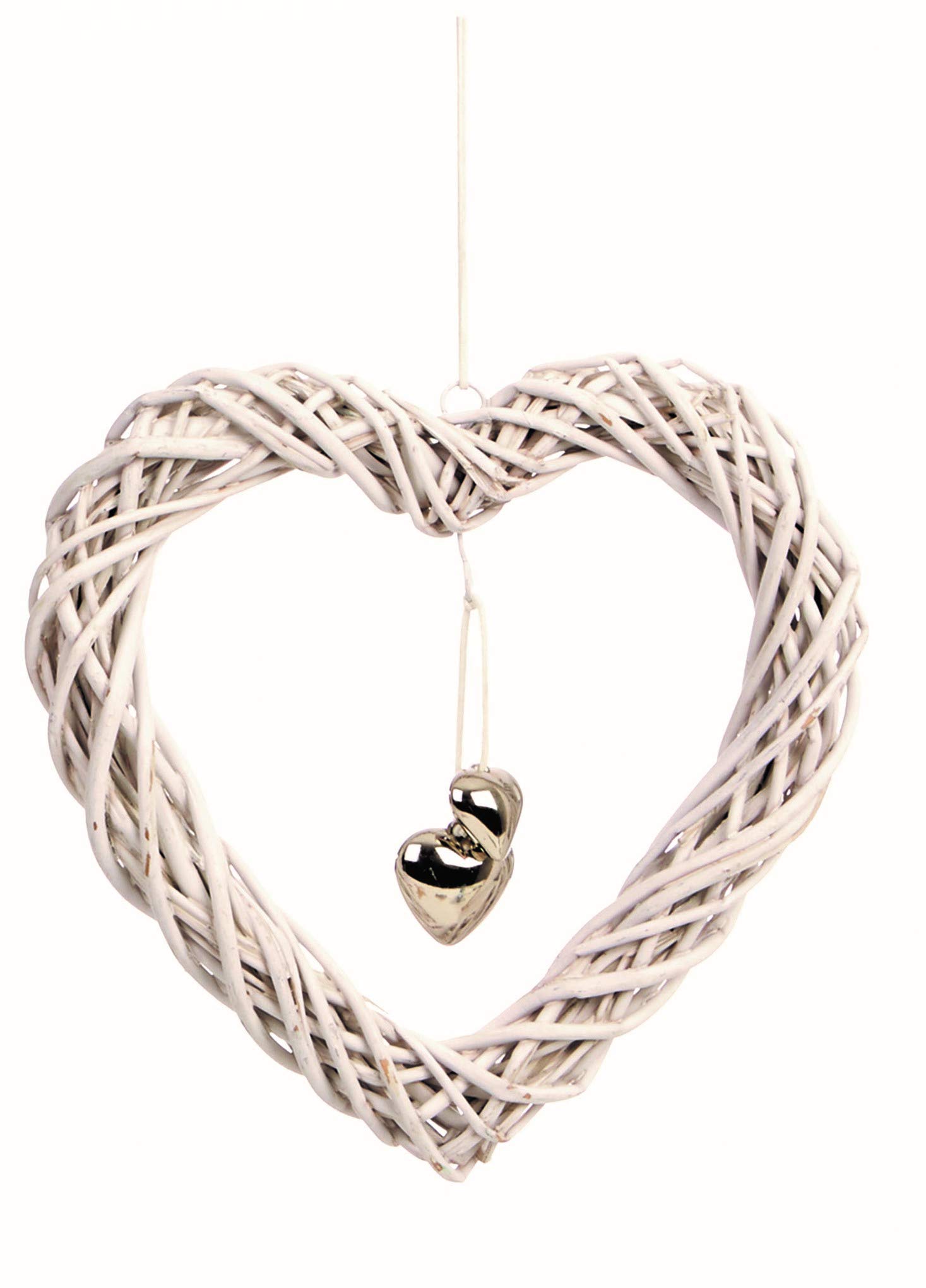 Festive Productions White Premier Decorations Willow Heart Wreath Hanging Decoration 22 Centimeter (White)