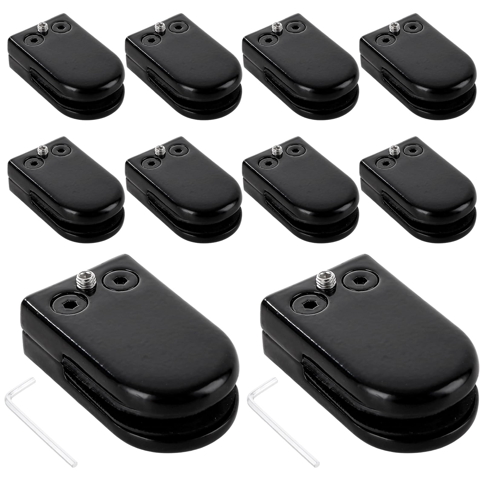 16Pcs Glass Clamps, Glass Balustrade Clamps, Adjustable 304 Stainless Steel Glasses Brackets for Balustrade Staircase Panel (Black, 6-8mm)
