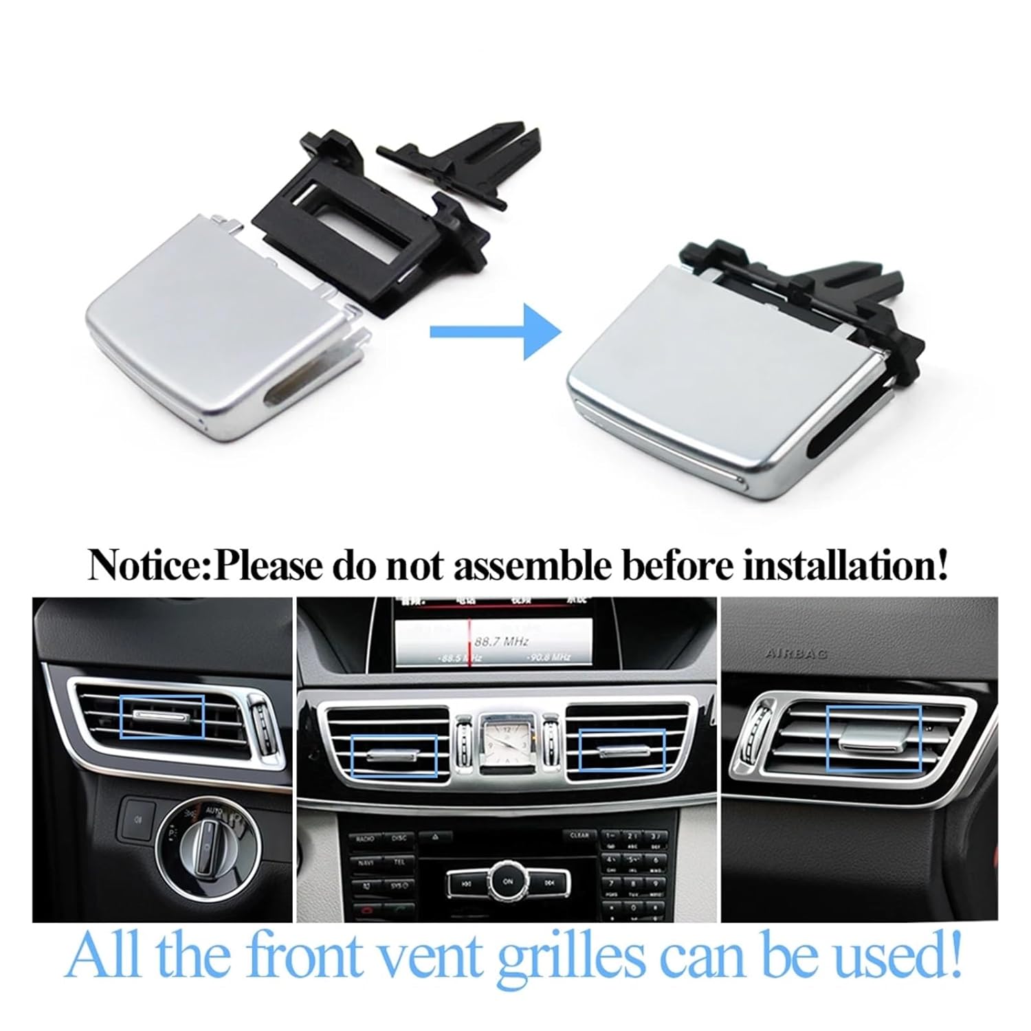 Air Conditioner Blades Left Right Middle AC Vent Slider Repair Kit ，Compatible with Mercedes Benz E Class W212 Sedan E260 E350 E63 2013-2015(Left Side)