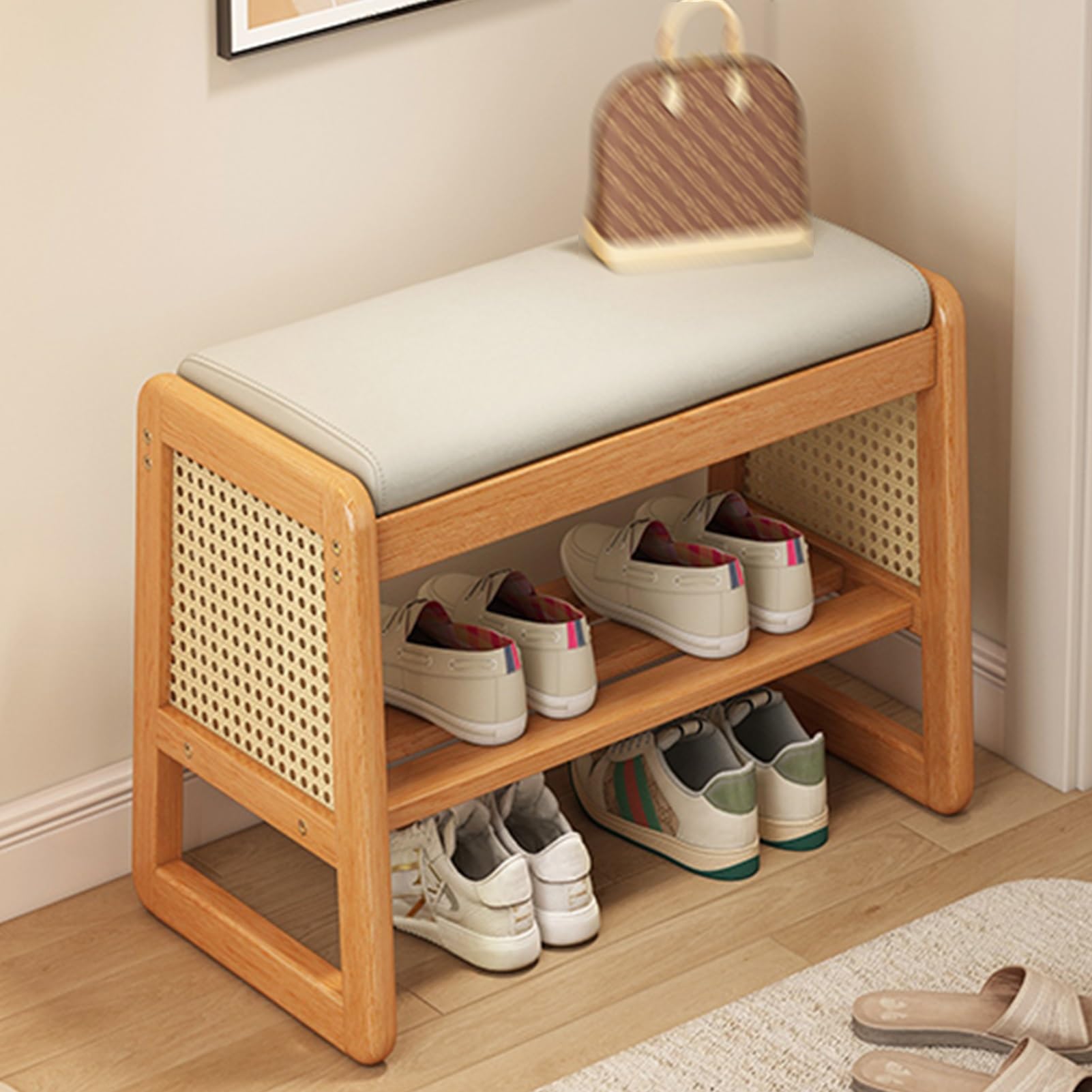 Banc à langer pour chambre en bois résistant et meuble à chaussures