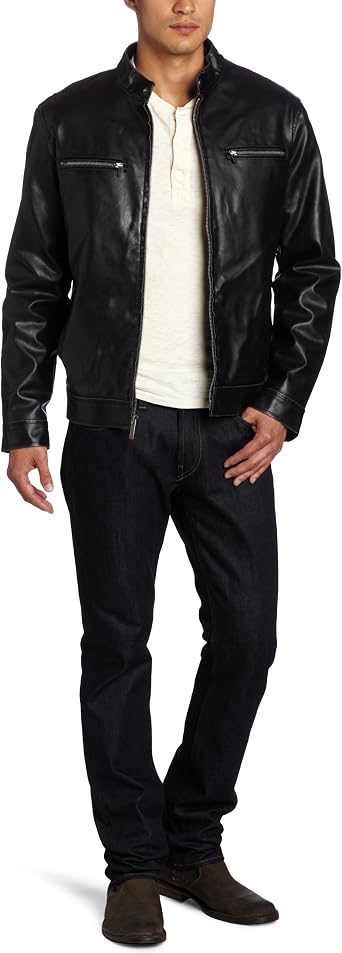 Amazon.com: Kenneth Cole de los hombres moto chamarra, S, Negro : Ropa,  Zapatos y Joyería