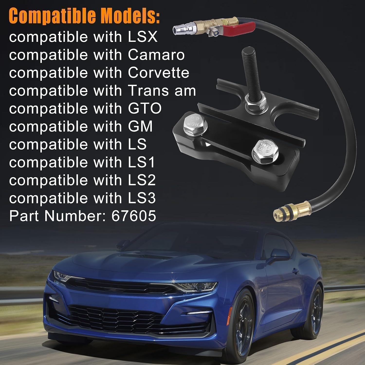 67605 Valve Spring Compressor Tool Engine Valve Spring Compressor & Air Valve Holding Hose Tool Compatible with 4.8 5.3 5.7 6.0 6.2 LS1 LS2 LS3 LS6 Engine