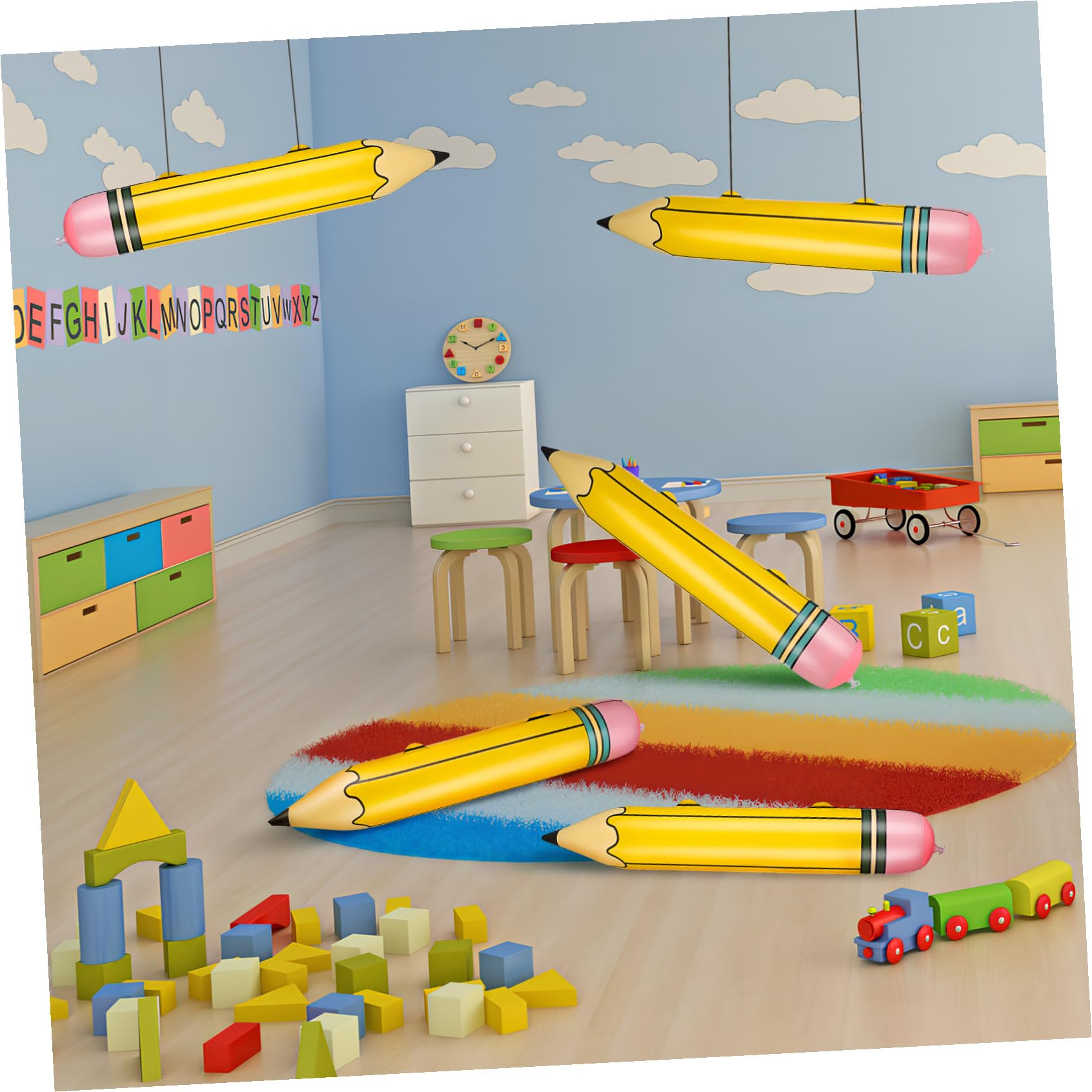 12 Stück Teiliges Aufblasbare Jumbo Bleistift Spielzeuge Extra Groß Robuste PVC Materialien Leicht und Realistisch als Klassenzimmerdekoration und Fotorequisite