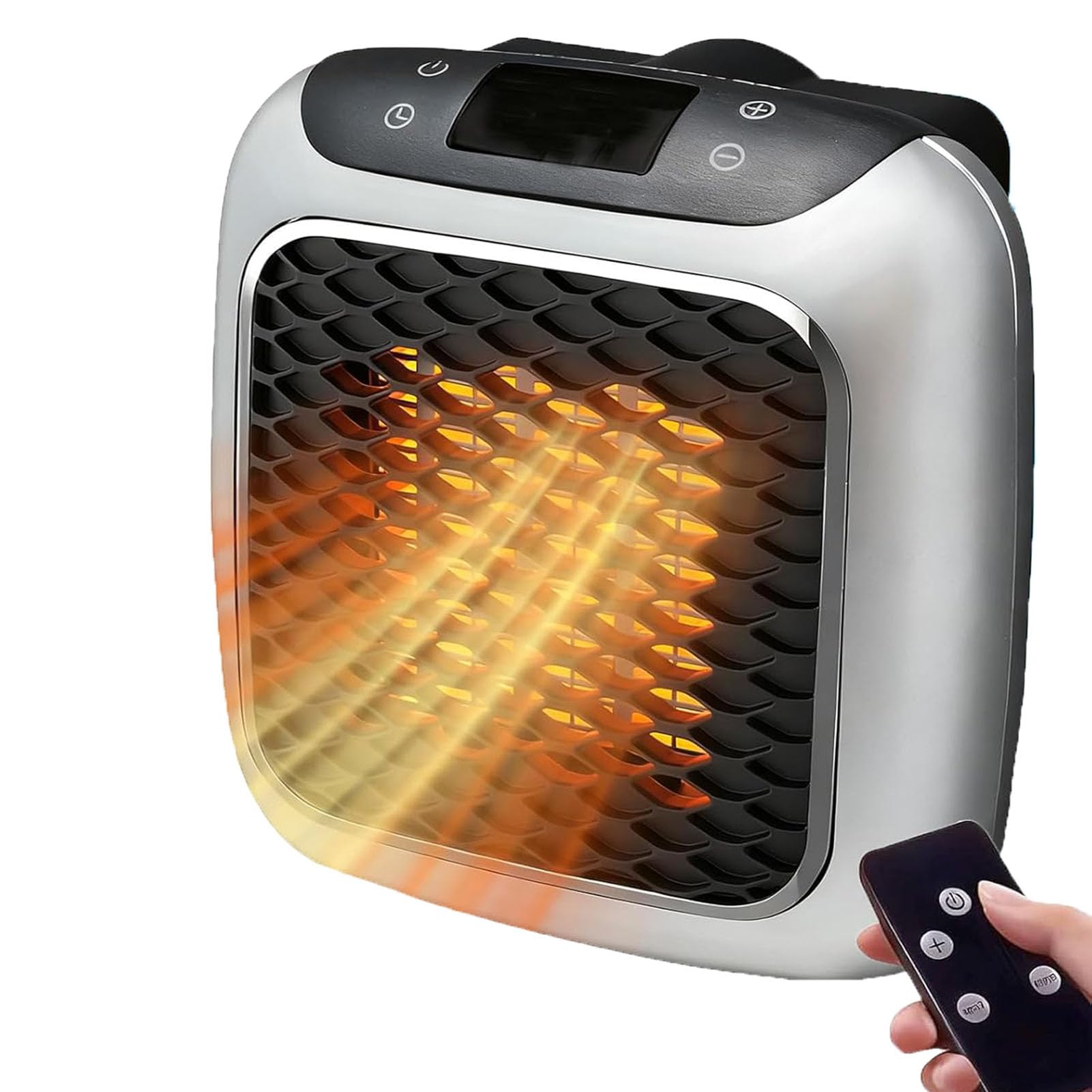 Plug in Heater, 800W Mini Portable Heater 2 Mode PTC Ceramic Heaters 1-12H Timer Overheating Protection w/Remote Control Electric Low Energy Efficient Quiet Bedroom Office Kitchen