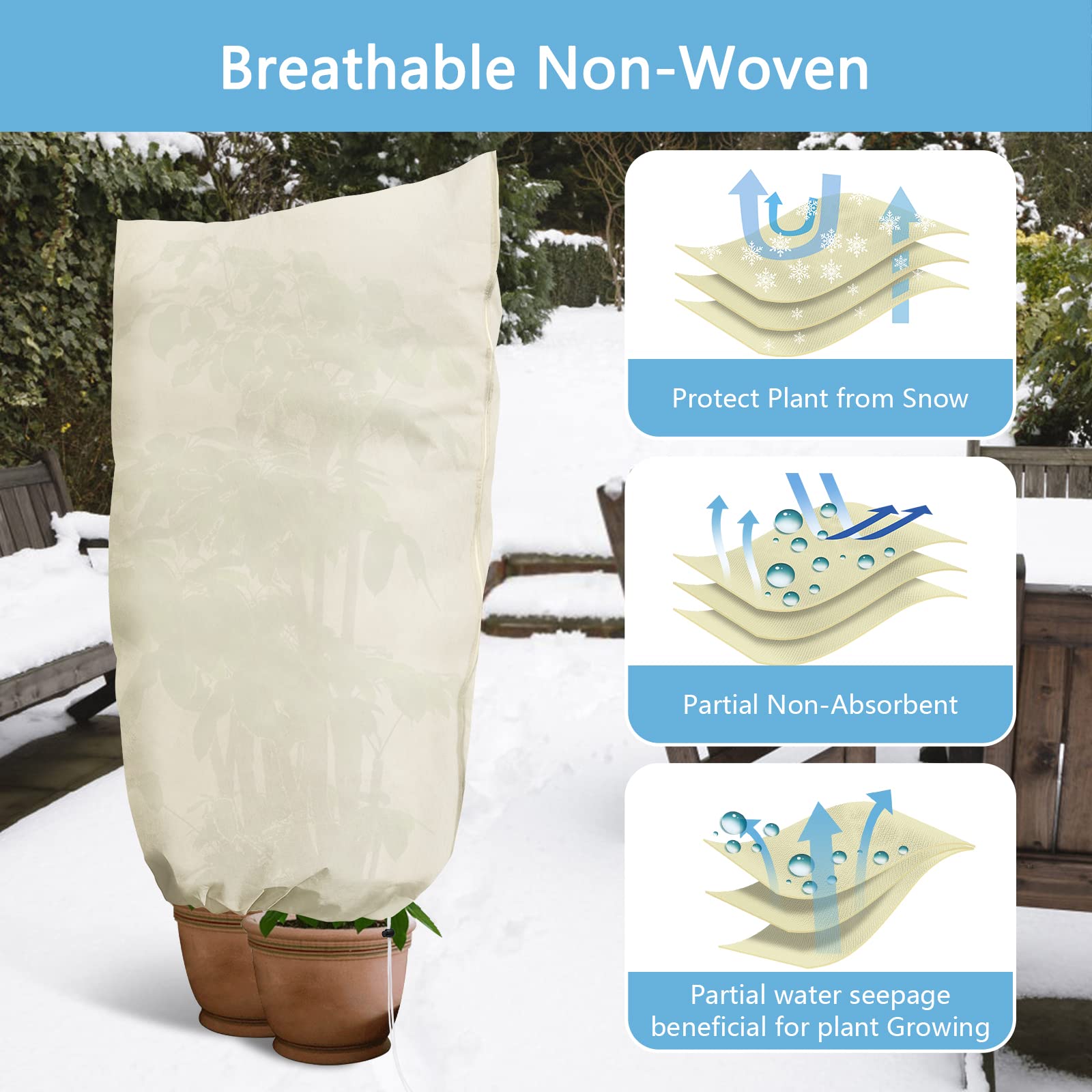 2 Protezioni Invernali Per Piante – 180x120 Cm In Tessuto Non Tessuto, Con Cerniera E Cordino, Riutilizzabili - 4