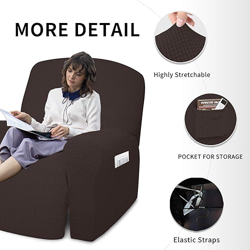 Miniatura 54 de Funda elástica para sofá reclinable de fácil colocación, Tela mezcla de poliéster Algodón, Arena