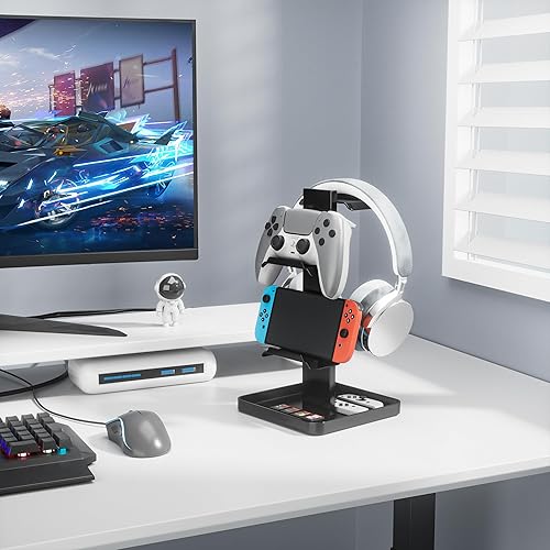 Miniatura 4 de bussdis Soporte para auriculares, soporte para auriculares, soporte de metal para auriculares, colgador de auriculares para juegos con