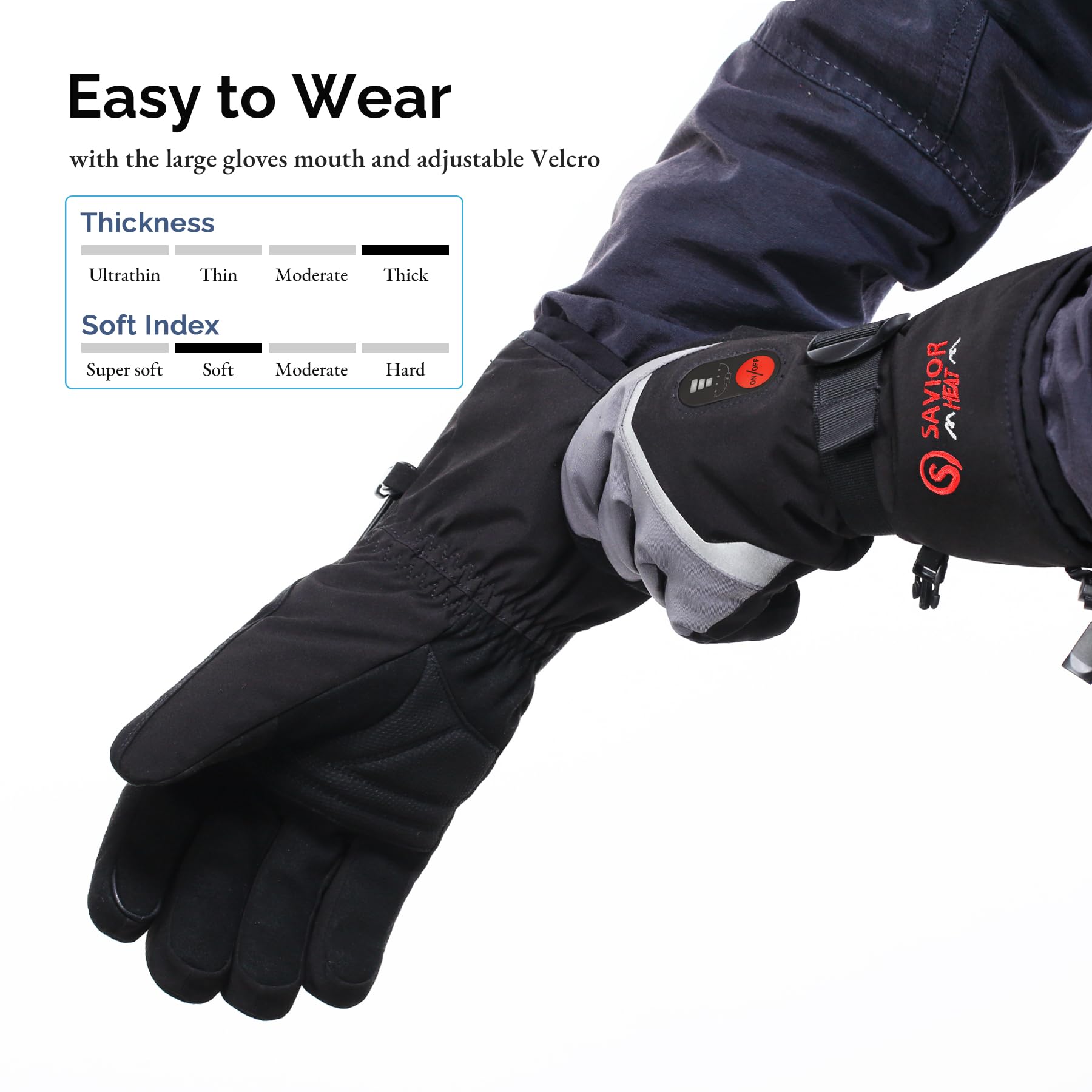 SAVIOR HEAT Guantes calentados para Hombres y Mujeres,Guantes de Motocicleta de batería Recargable Fina para Invierno, Bicicleta, esquí, Bicicleta y Funcionamiento