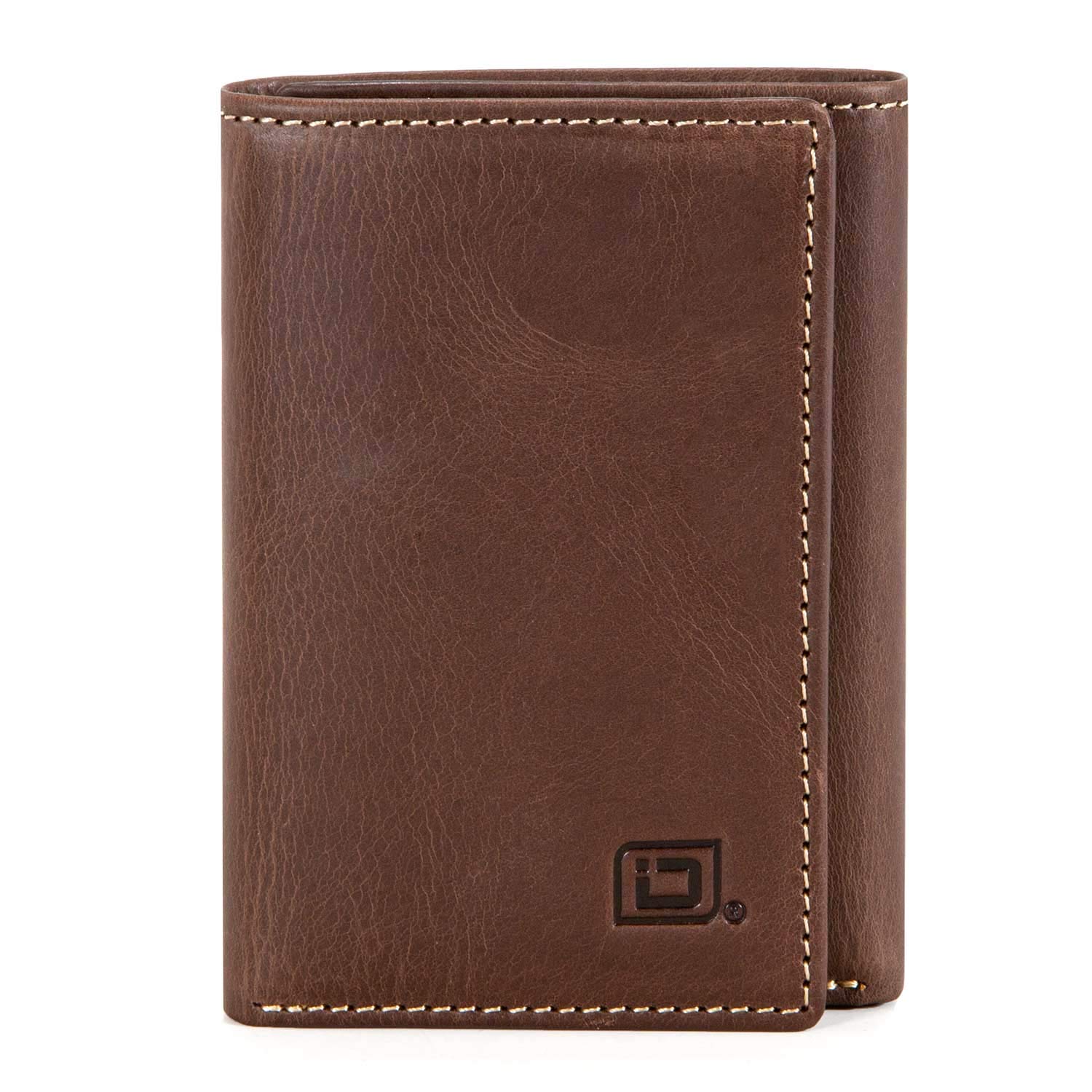 Slim RFID Blocking Trifold Wallet for Men - Genuine Leather (Classic Brown)