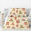 Capybara Blanket Throw 50x40, Plush Flannel Blankets, Soft Warm Decorative for Kids Women