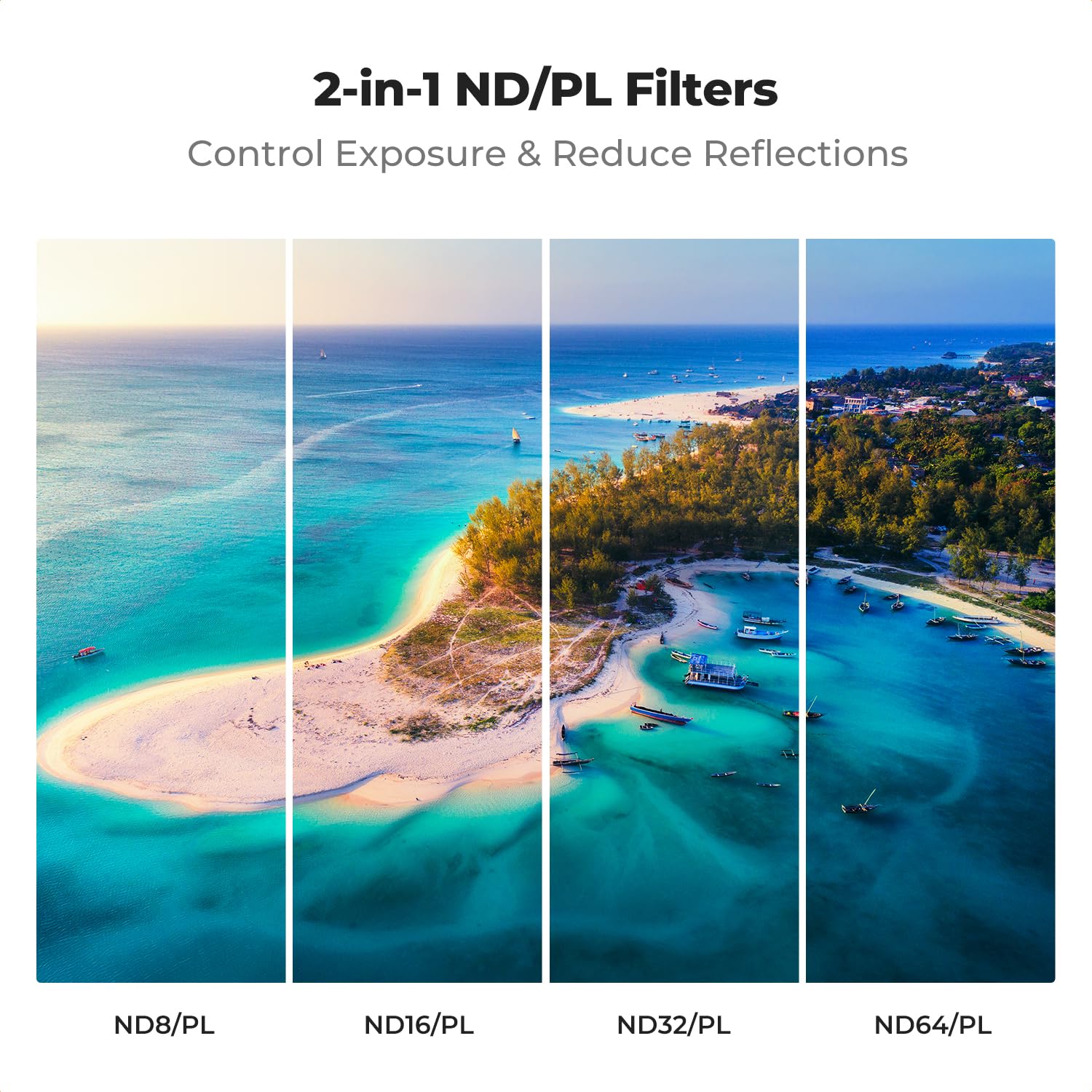 K&F CONCEPT Set di 4 Filtri ND/PL Compatibili con DJI Mavic 4 Pro, ND8/PL ND16/PL ND32/PL ND64/PL, Polarizzatore a Densità Neutra in Vetro HD Multistrato per Droni, Colori Puri, Senza Riflessi