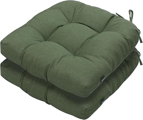 Magpie Fabrics Paquete de 2 cojines de asiento capitoné de 19 x 19 pulgadas, cojines de patio en forma de U con lazos, almohadillas impermeables