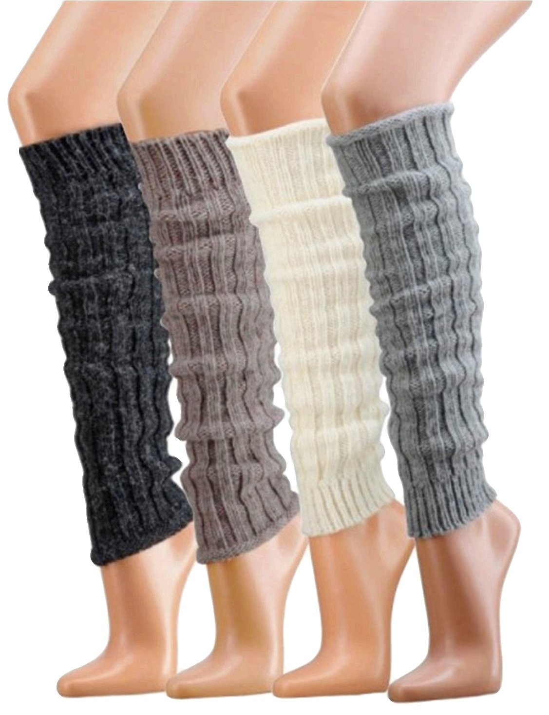 krautwear® Mujer Niña 4 pares calentadores calentadores Legwarmers grobs Electric kstulpen con lana de alpaca alpaca Zambaiti 30 cm 80 Negro Blanco Gris Beige
