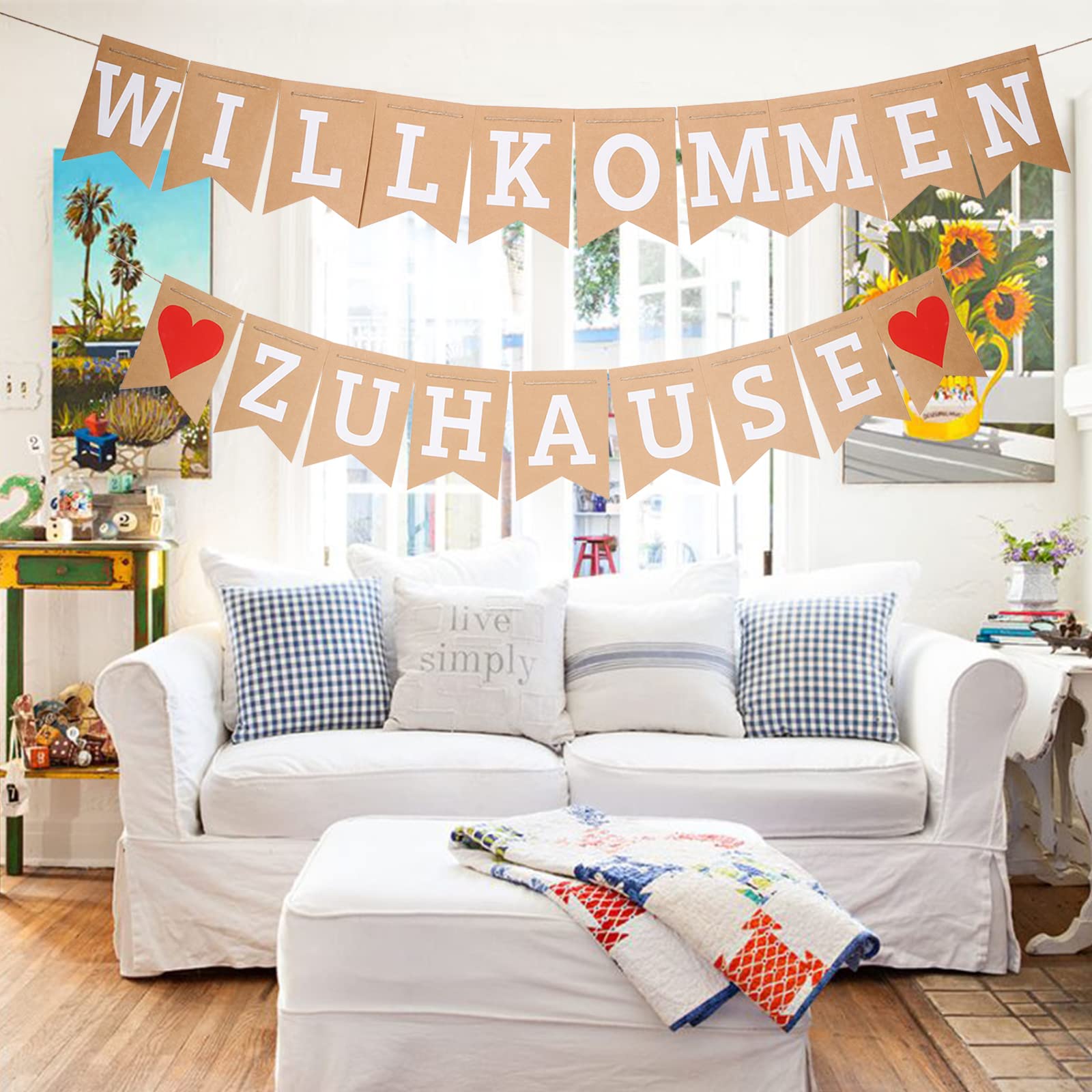 Koliphy Decorazioni Welcome Home, Benvenuto a Casa Striscione Deco Ghirlanda per Ritorno a Casa, Ritorno in Famiglia Celebrazioni Familiari Feste