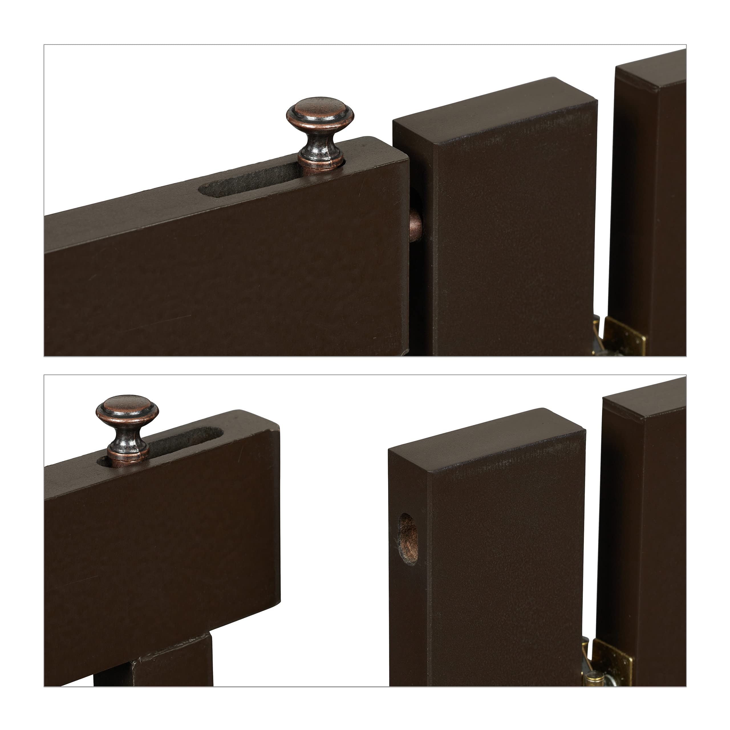 Relaxdays Barrera Seguridad Niños, Valla Protectora Bebés y Mascotas, 4 Paneles, con Puerta, Plegable, 70x207 cm, Marrón