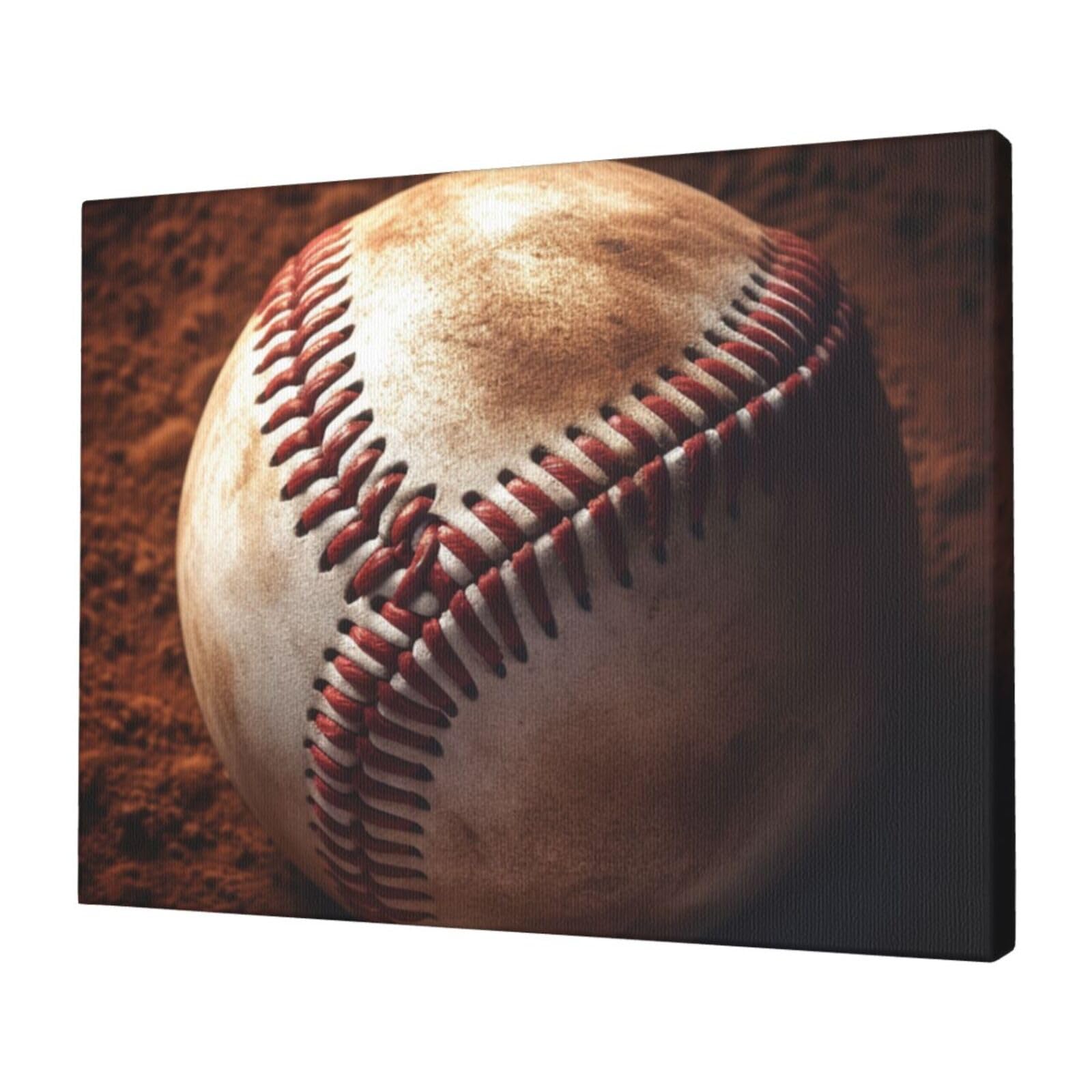 FodPand Canvas Wall Art for Living Room Wall Decor 12"x16" Modern Artwork Painting Pictures Hanging Canvas Prints Baseball Aesthetic Wall Art for Bedroom Bathroom Office Wallart Decor