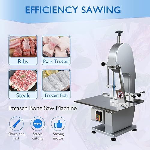 Miniatura 4 de Máquina eléctrica de sierra de hueso de carne de 1500 W, máquina de corte de carne congelada, rango de grosor de 0.79 a 4.33 pulgadas, altura máxima