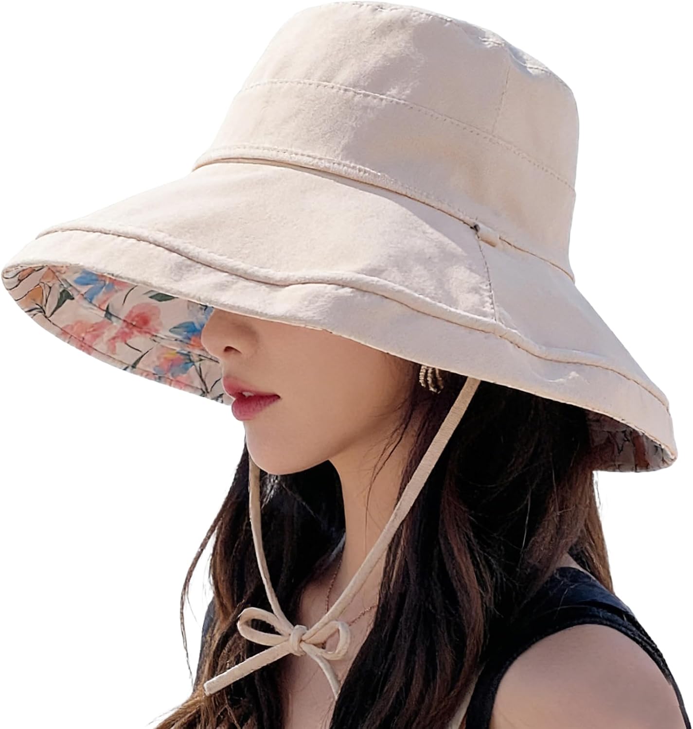 HUAMULAN Women Wide Brim Reversible Sun Hat Summer Beach Fishing Bucket image 5