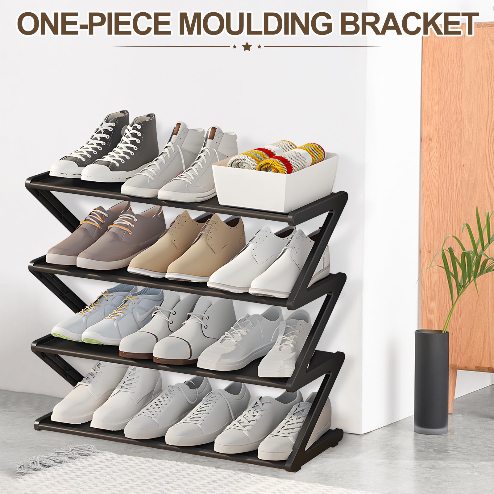 ANIUBI Étagère à Chaussures Empilable En Métal à 4 Niveaux Pour La Maison, Le Salon, La Chambre à Coucher, L'entrée, Le Couloir, étagère à Chaussures Facile à Assembler Et Durable