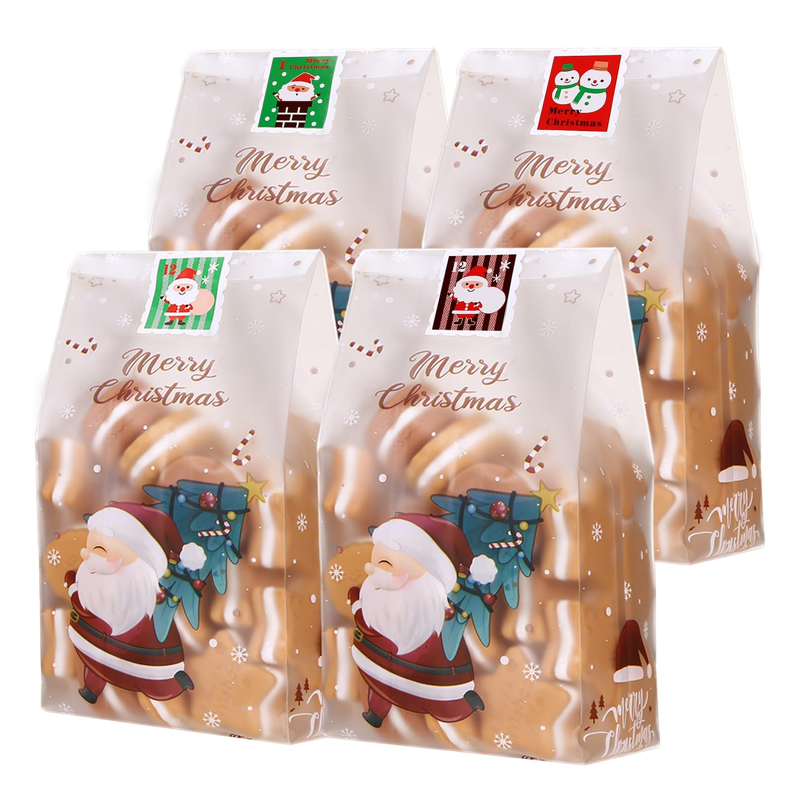 50/100pcs Sacchetti di caramelle di Natale Babbo Natale Renna Confezione regalo Biscotto Snack Borsa da forno Navidad Capodanno Festa di Natale Fornure