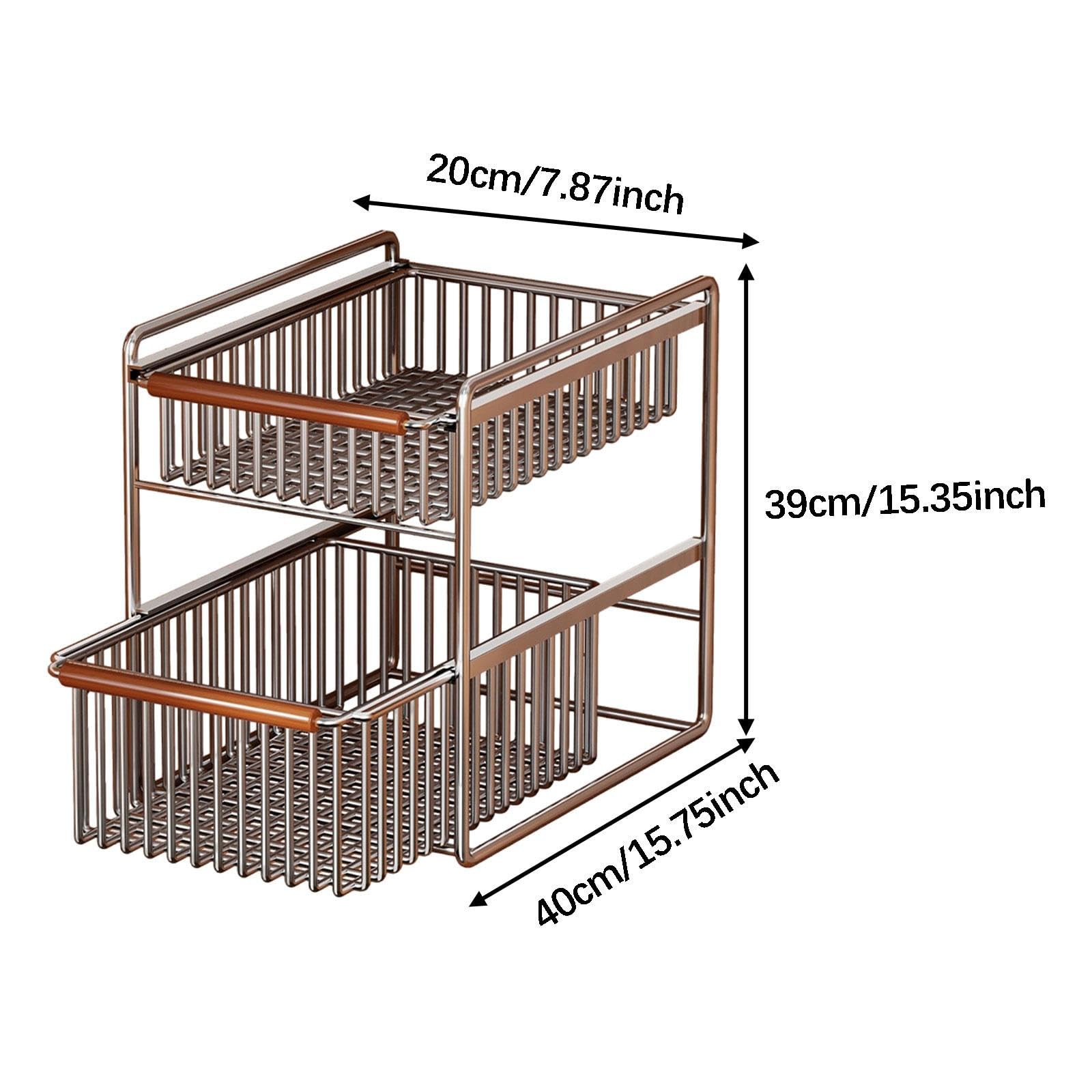 Fenteer Cesta de Almacenamiento Bajo Fregadero Organizador Deslizante Soporte de Armario Estante para Despensa de 2 Niveles con Diseño Ventilado de Acero Ade, tal como se describe, Pequeño