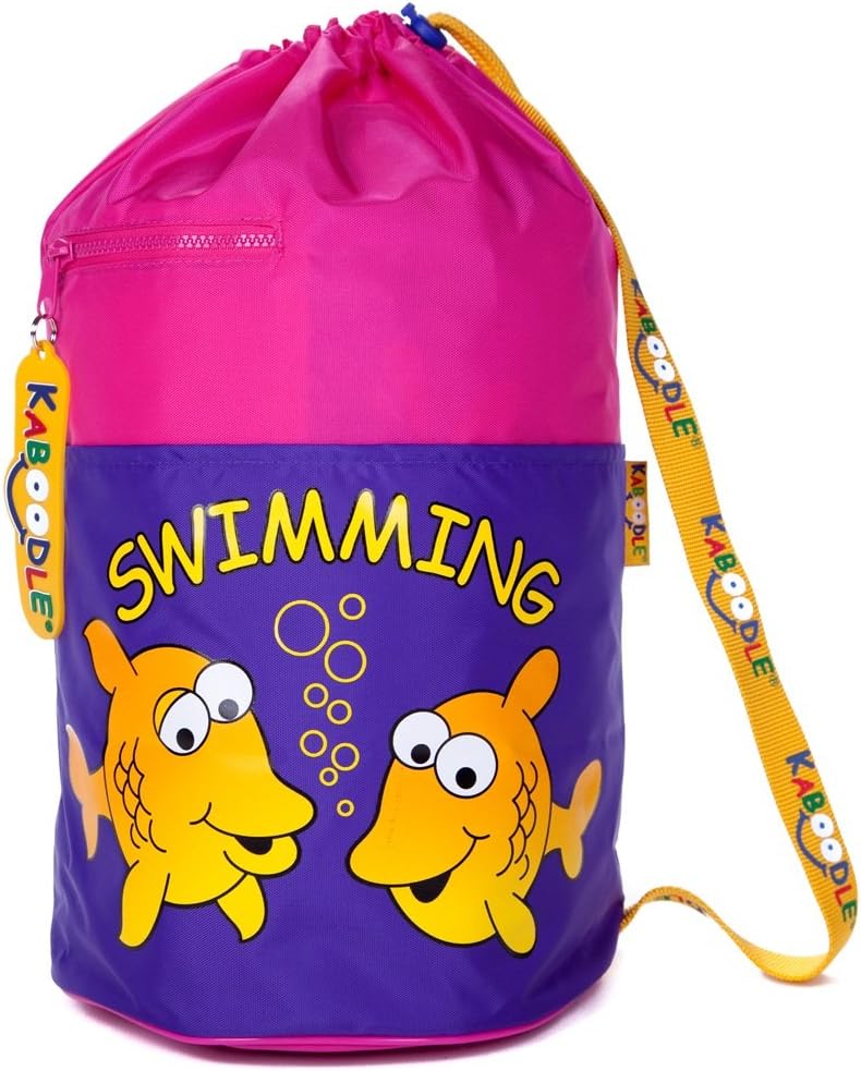 Childrens Waterproof Swim and Sports Bag - Pink and Purple Fish