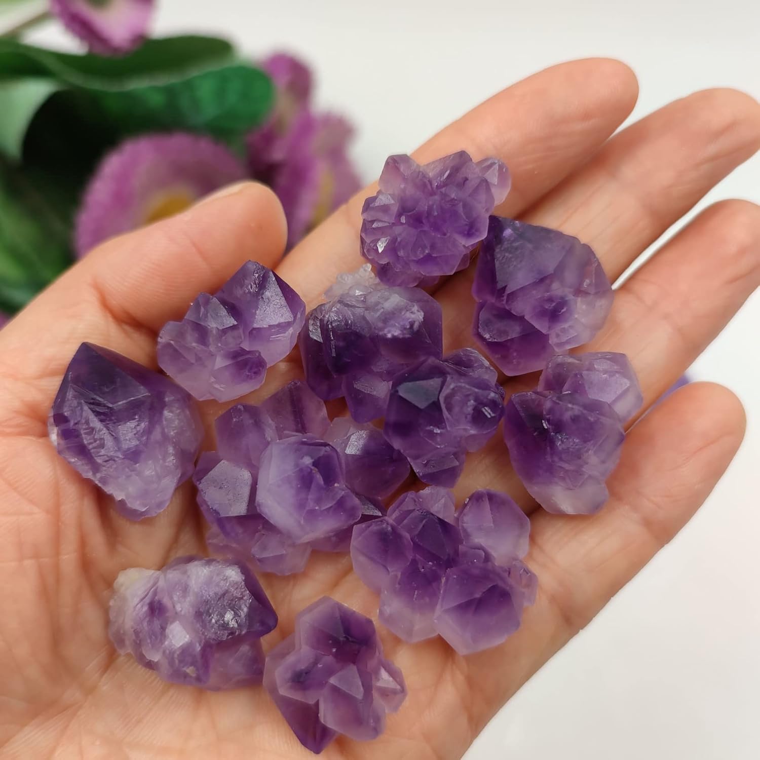 FFIME 3pcs Random Natural Purple Amethyst Crystal Cluster Ornaments Aquarium Home Rock Stone Decor