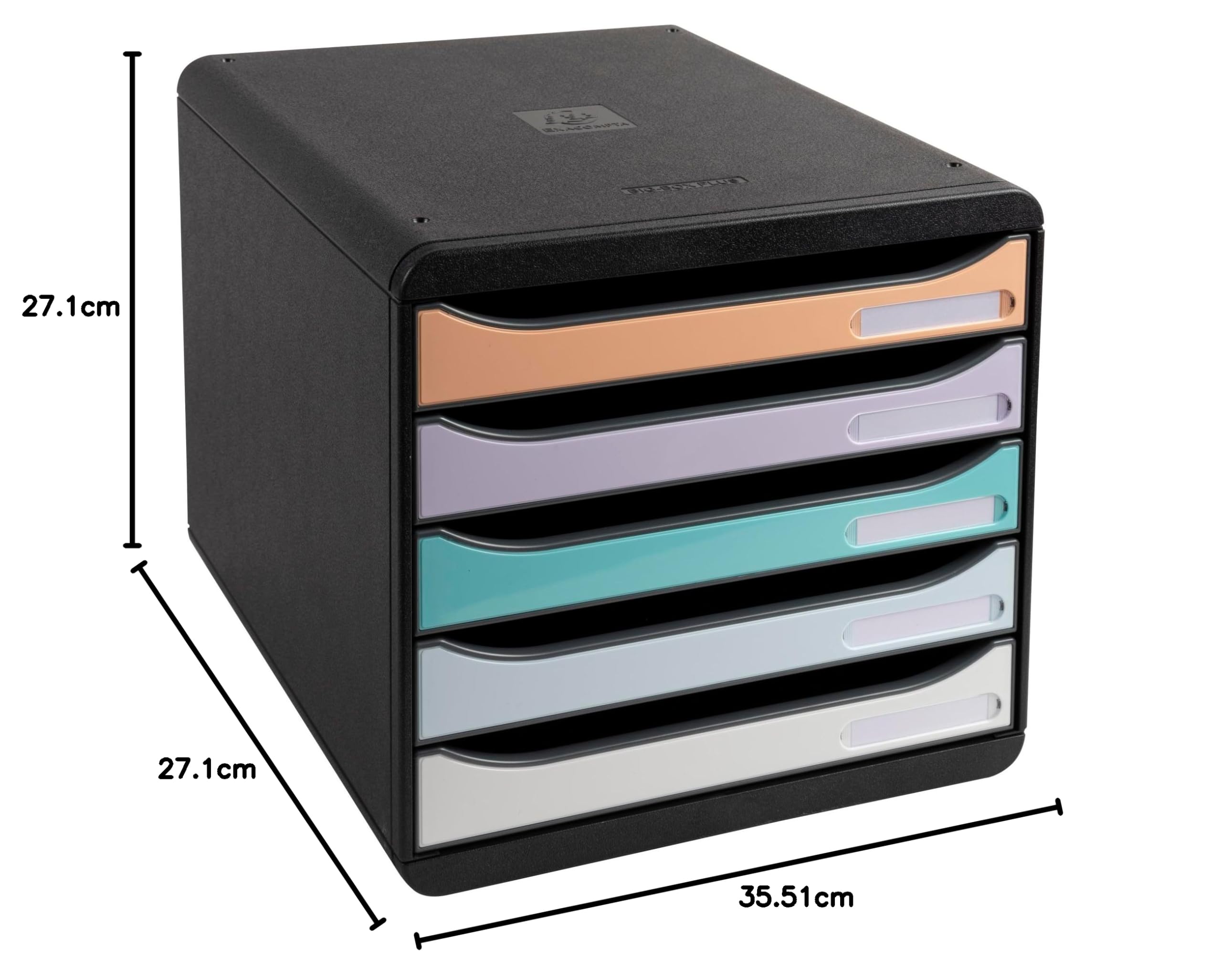 Exacompta 3094296D Premium Ablagebox mit 5 Schubladen für DIN A4+ Dokumente. Belastbare Schubladenbox aus 100% Recycling-Kunstsoff Blauer Engel Big Box Plus Horizon Schwarz|Aquarell