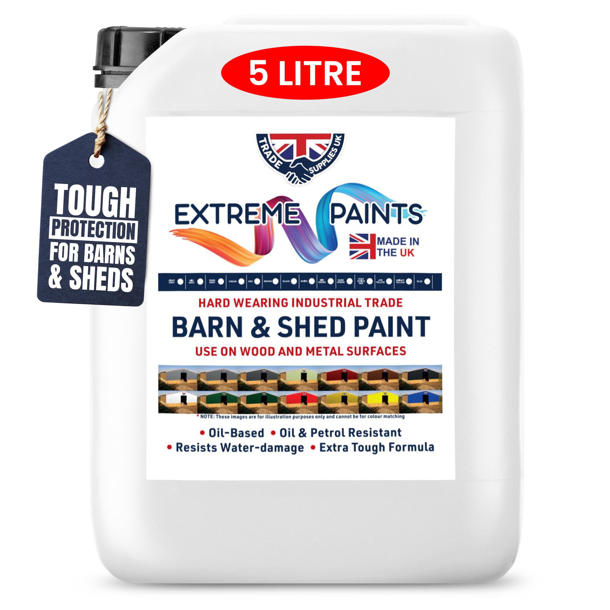 TRADE SUPPLIES UK - Extreme Barn And Shed Paint Oil Based - Rust Inhibiting, Long-Lasting Gloss for Wood & Metal Surfaces - BLACK, 5L