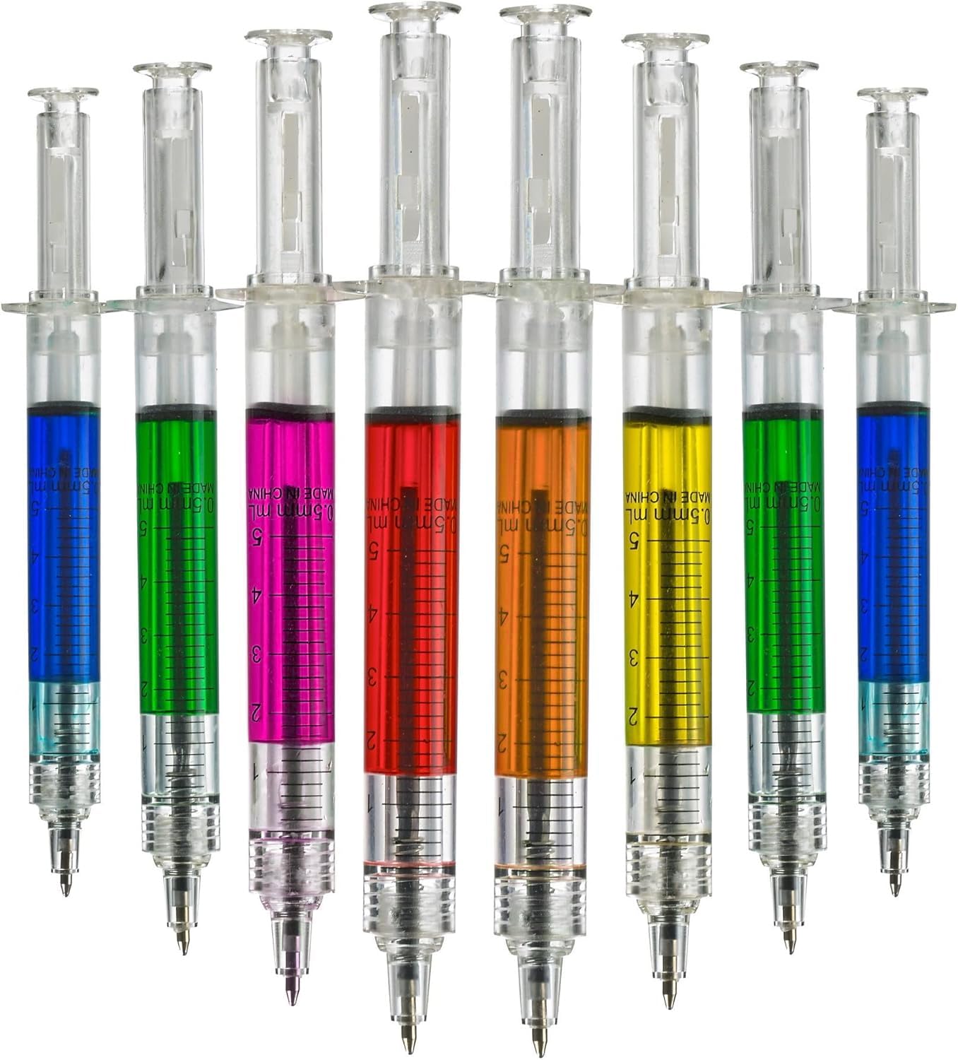 Syringe Pens - (Bulk Pack of 24) Retractable Fun Multi Color Novelty Pen for Nurses, Nursing Student School Supplies, Birthdays and Party Favor Gifts by Bedwina
