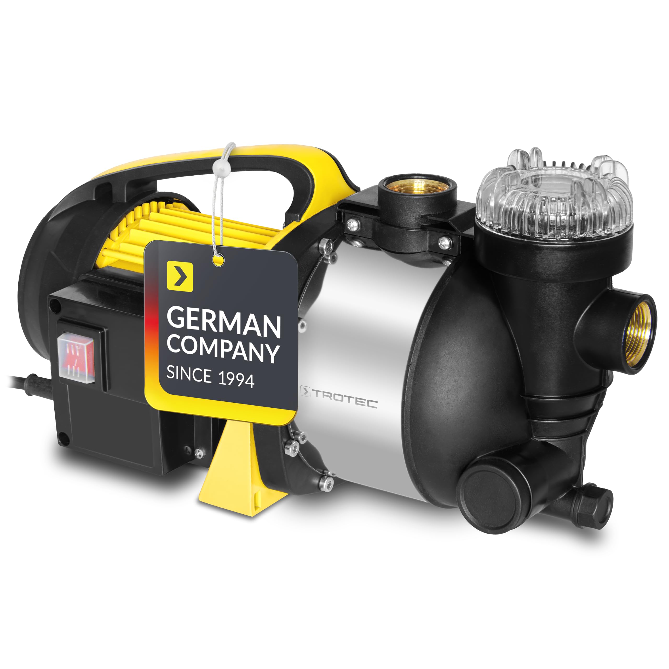 TROTEC Bomba de jardín TGP 1005 ESF – Bomba con potencia 3500 l/h, 1000 W – Presión de extracción 4,2 bar, altura de extracción 42 m, altura de aspiración 7 m, bomba de agua para barriles de lluvia,