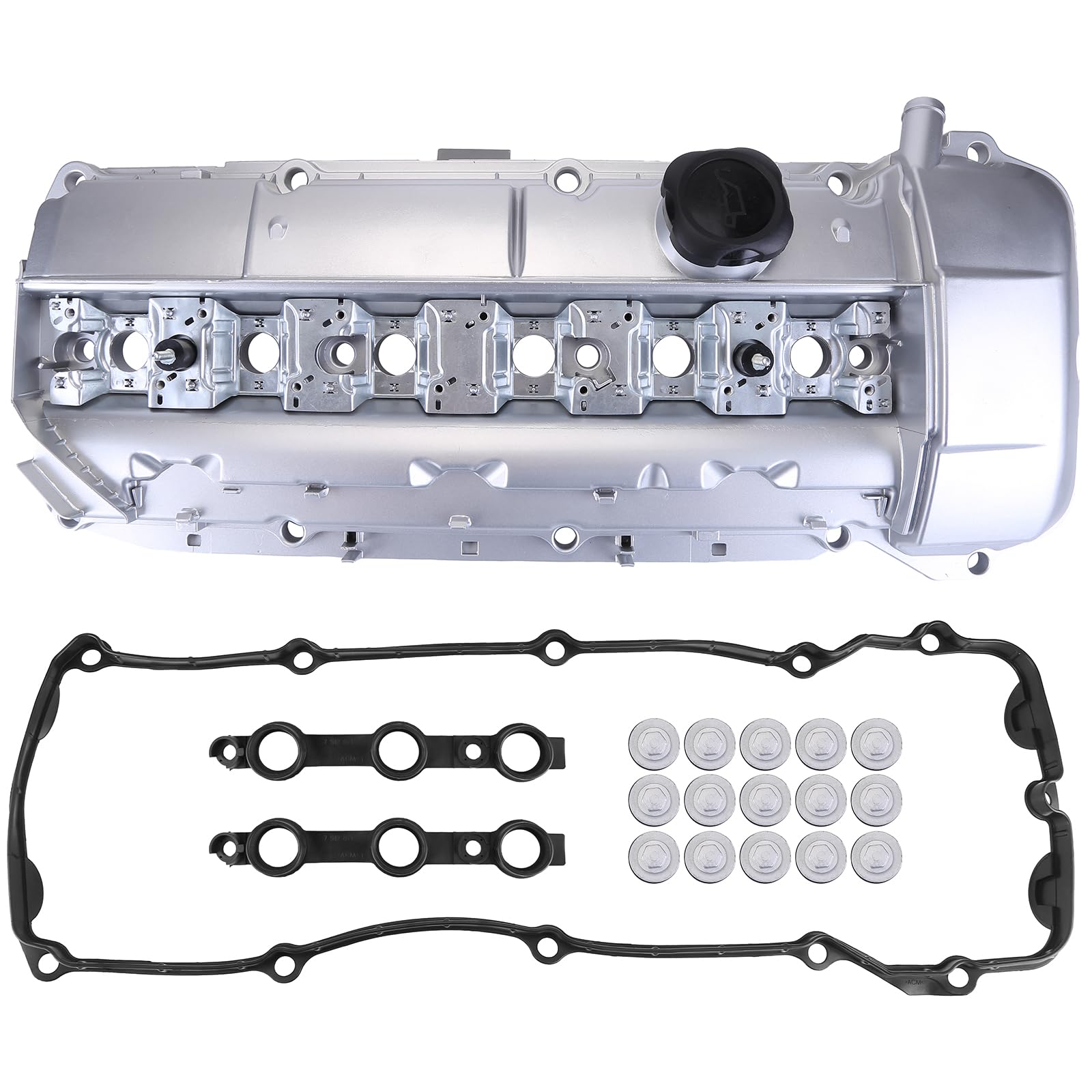 Tapa de válvula de culata Compatible con BMW E39 E46 E53 525i 325i X5 Z3 M52 M54 11121432928 11121437395 Tapa de válvula de Aluminio con junta