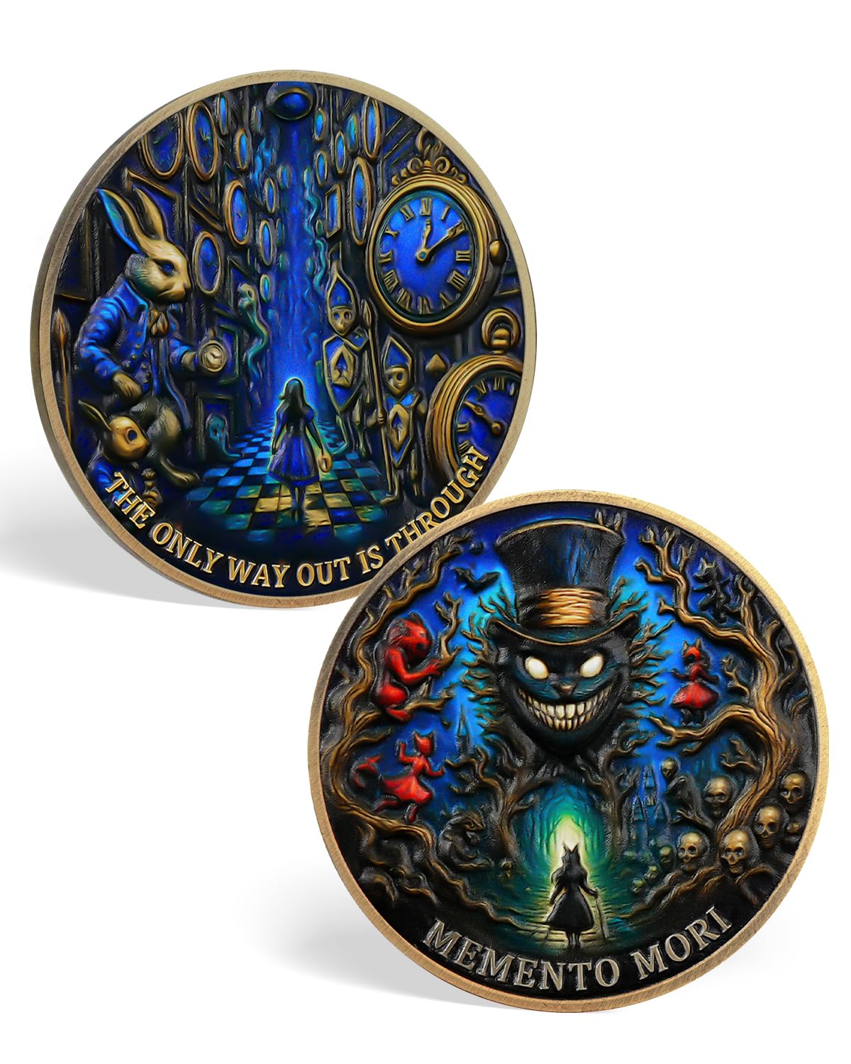 ACGZQY Black Cat Memento Mori Coin, The Mysterious Journey Memento Vivere Coin with Skull Design- Stoic EDC Challenge Coin
