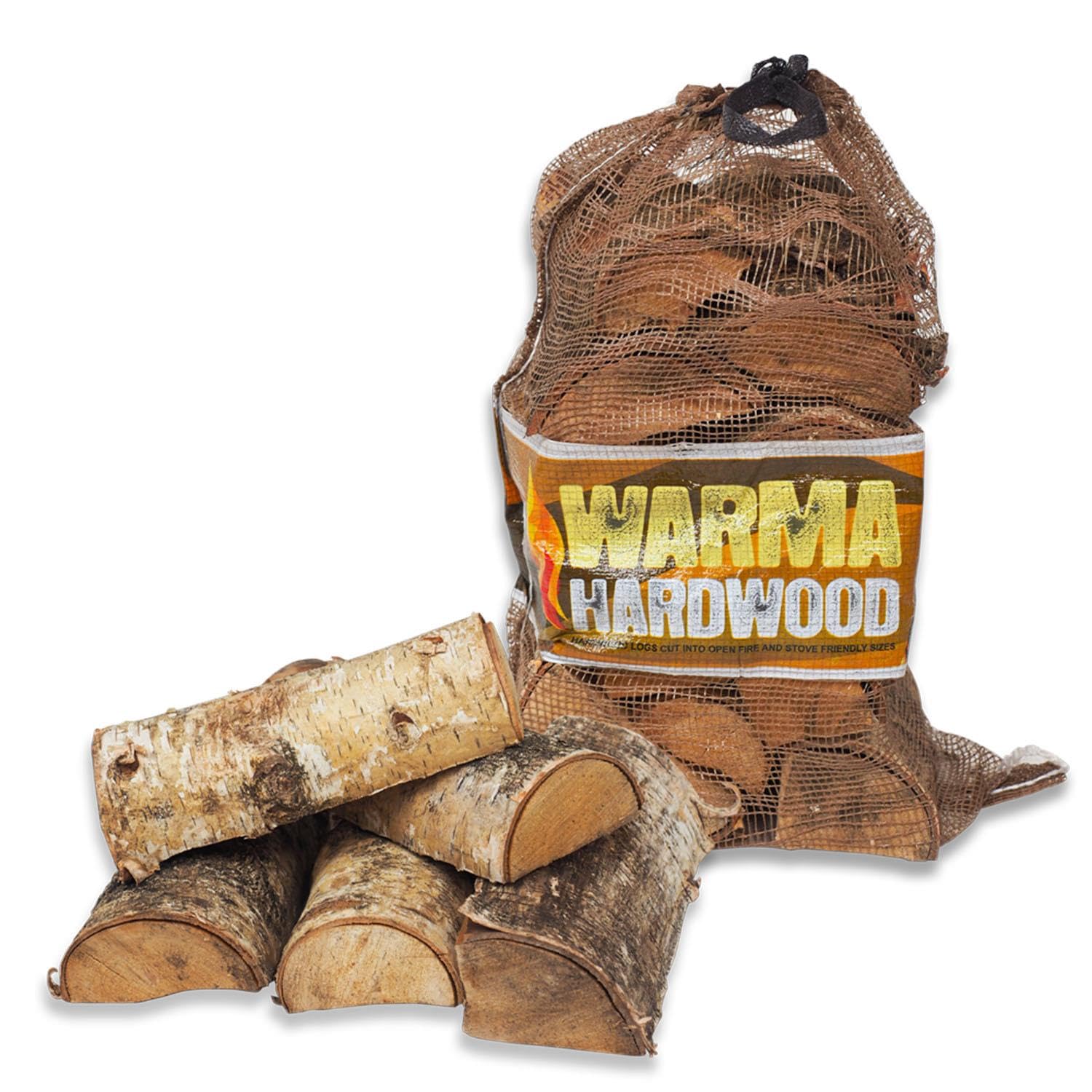 Warma Brown Hardwood Firewood Logs 27L Kiln Dried Logs - Ready To Burn Easy For A Long Hot Burn - 1 X 27 Litre Nets Hard Wood For Weekend Fires Open Fire Pits Wood Burners Log Burners