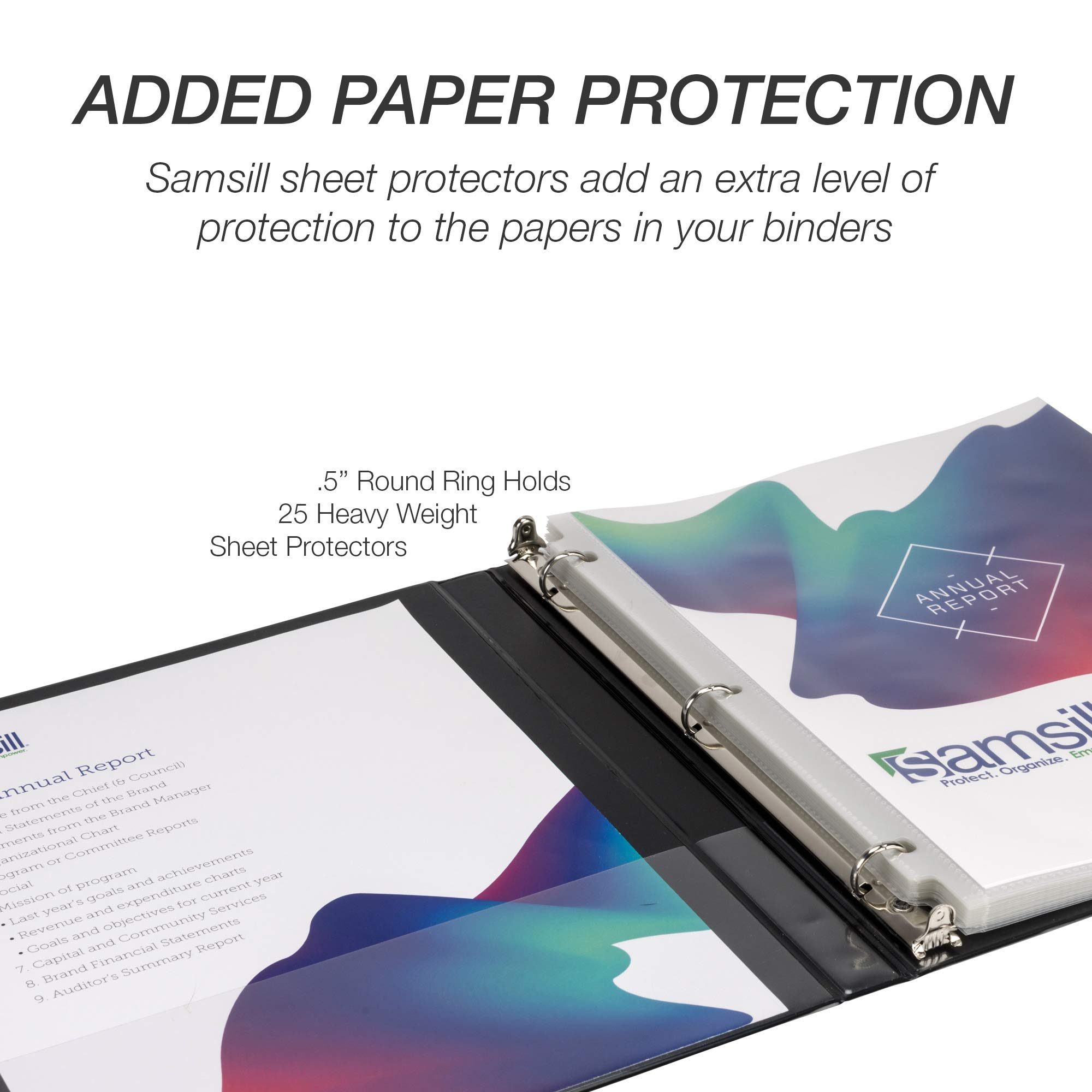 Samsill Durable 1,3 cm Binder schwarz rund Ringordner/anpassbarer Klarsichtordner/Bulk Binder 24 Stück/schwarz 3 Ringbuch/1/2 Zoll Binder