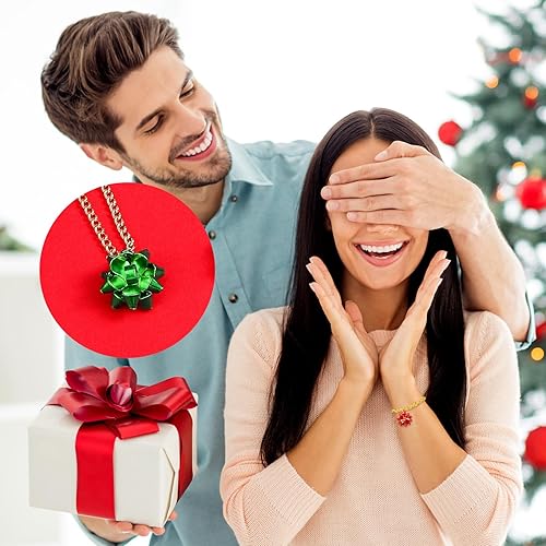 Miniatura 4 de Loetere Dijes de Navidad para hacer joyas, rojo metálico, verde, cinta de Navidad, lazos de regalo, colgantes para Navidad, vacaciones, aretes,
