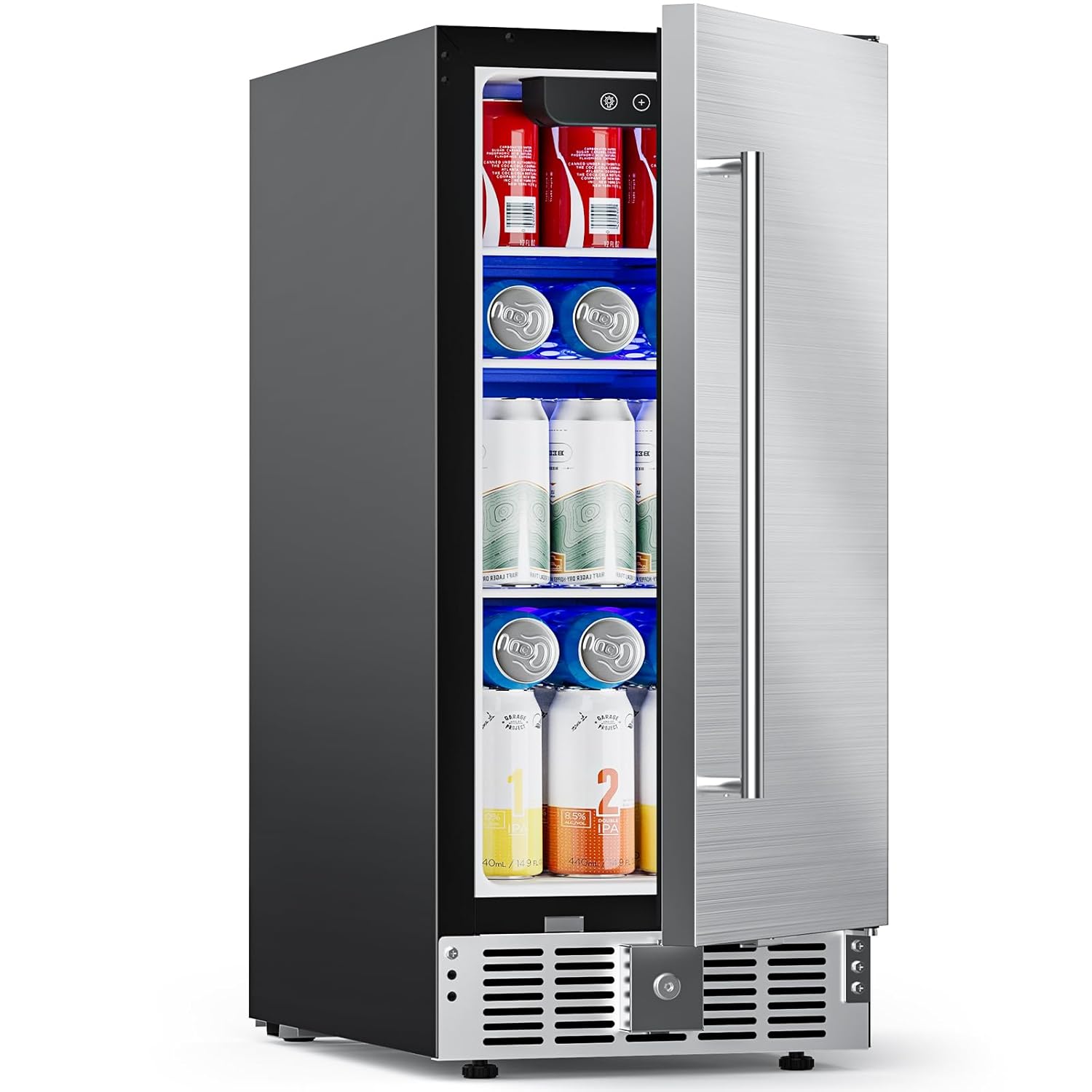 COWSAR 15 Inch Outdoor Beverage Refrigerator, Under Counter Beverage Fridge with Stainless Steel Door, Built-in or Freestanding Beverage Cooler 127 Cans for Home/Kitchen/Patio/Bar