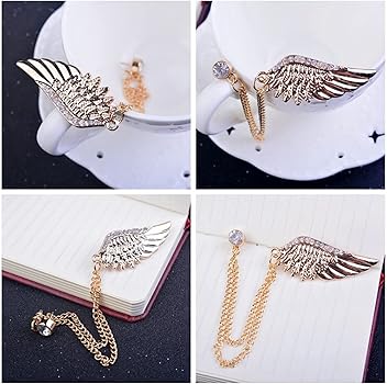 Amazon | ルナリ ラペルピン ブローチ 翼 羽根 ゴールド シルバー