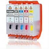 PGI-280XL CLI-281XL Empty Refillable Ink Cartridges (5-Pack) with Permanent Chips - Compatible with Canon Pixma TR7520, TR8520, TR8620, TS6120, TS6220, TS6320, TS702, TS9520, TS9521C - Reusable