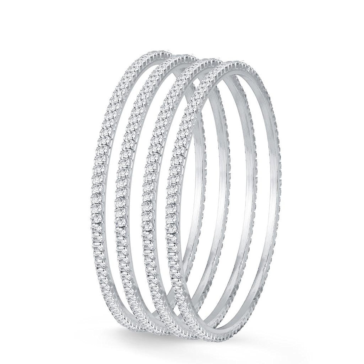 JSD Silver Plated Bangle | Modern Silver Plated American Diamond Fashionable Bangle Set for Girl & Women | Bangles for women, Bangle Set, Gold plated Bangle (B0832P42S5) Amazon Price History, Amazon Price Tracker