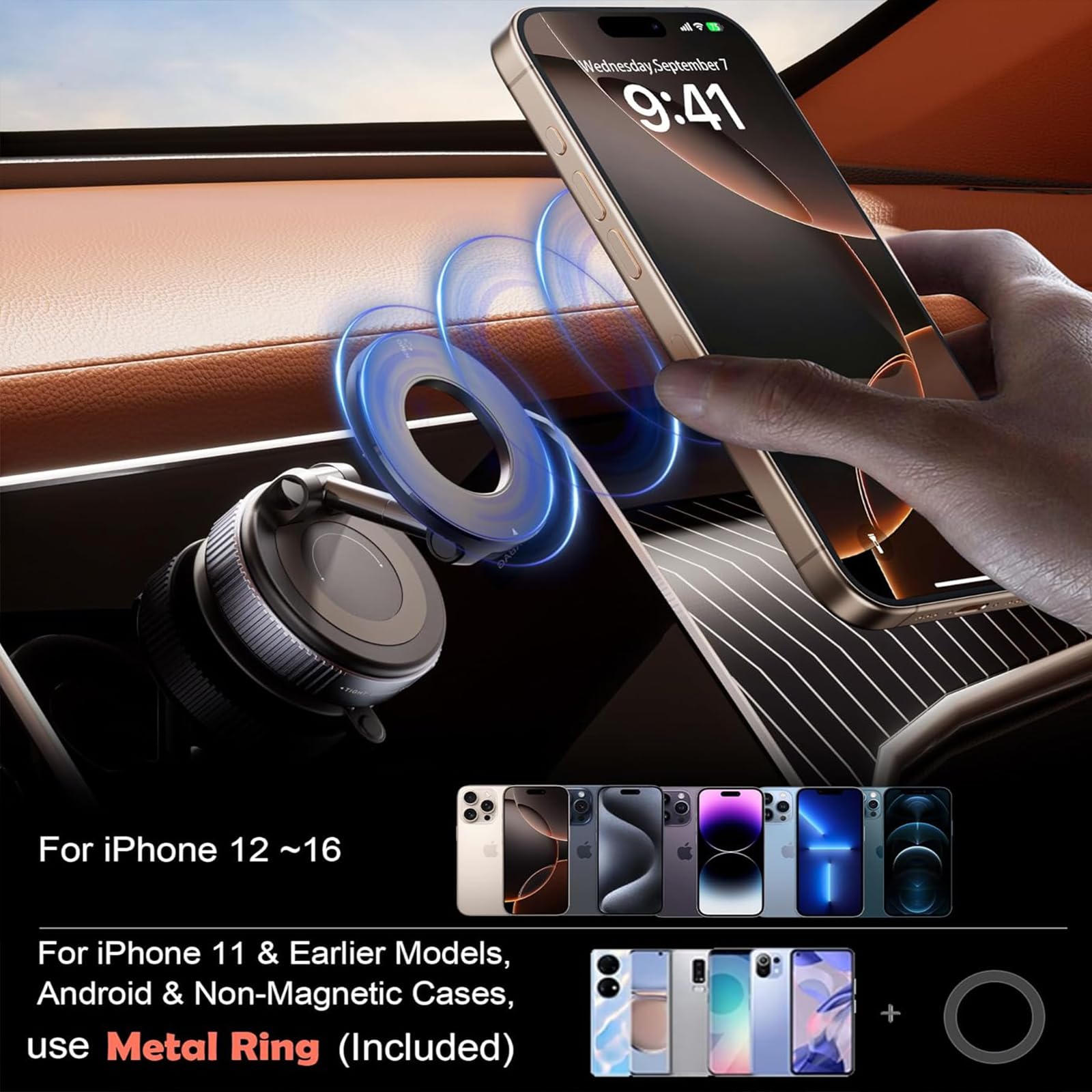 Próżniowy magnetyczny uchwyt na telefon, regulowany 360°, magnetyczny stojak na telefon komórkowy, składany, przenośny, uchwyt na telefon komórkowy, do samochodu, siłowni, lustra, prysznica
