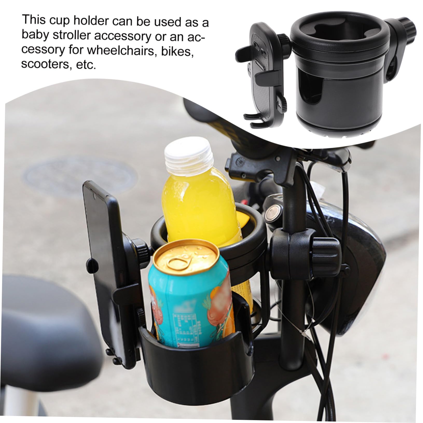 Portabiberon Passeggino Nero Supporto Borraccia per Carrozzina e Bicicletta Porta Bevande Stabile Antiscivolo per Bottiglie Latte Compatibile con Vari Tubolari