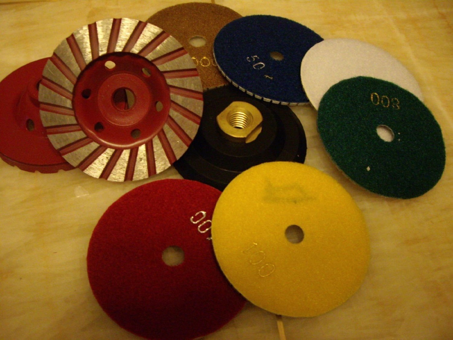 5" Diamond Polishing Pad Granite Polishing Pads 12 Pieces and 5 Inch Diamond Grinding cup Turbo concrete grinding travertine grinding floor renew Free Rubber Backer Rubber pad holder