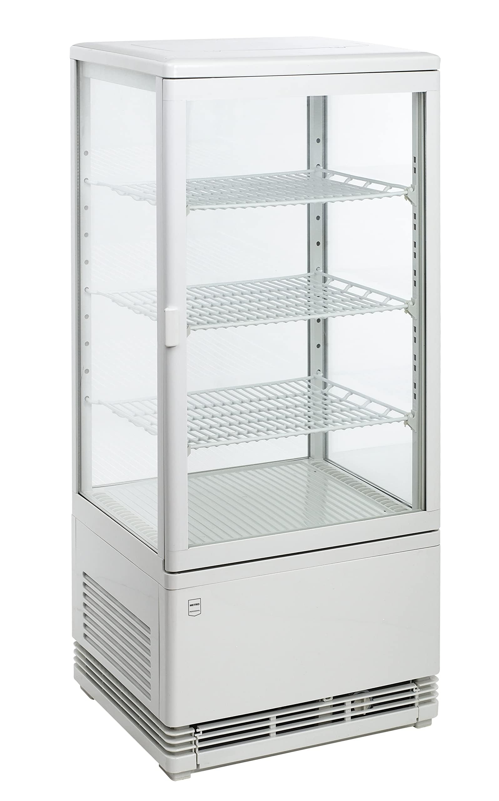 METRO Professional Vetrina Refrigerata GGC2078, Plastica/Vetro, 78 L, Termostato Digitale, Illuminazione LED, 3 Ripiani Regolabili, Bianco