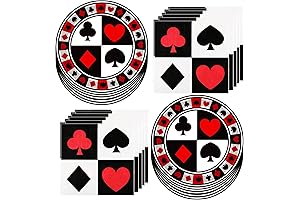 80Pcs Casino Napkins and Casino Plates Party Set for Casino Night and Poker Party Decorations