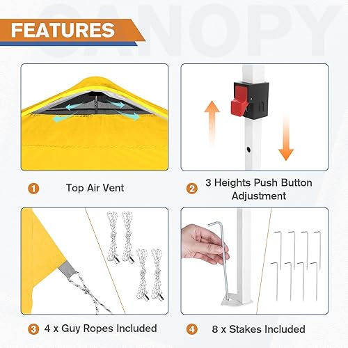 Miniatura 83 de EAGLE PEAK - Tienda de campaña desplegable con toldo, 1 pared lateral, fácil de montar, tienda para eventos, protección solar para exteriores, bolsa