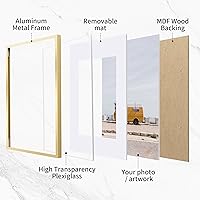 Vista 104 de Fun Memories Portarretratos de metal de 16 x 20 pulgadas con paspartú de 11 x 14 pulgadas, acabado de aluminio cepillado, parte delantera de vidrio