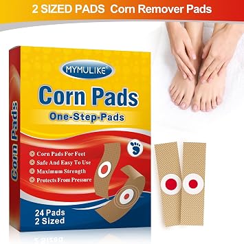 Corn Removal Pads, 24 Count MYMULIKE Corn Plasters Relief Corn Pain, Corn Remover for Feet, Hand, Toe for Feet Care and Wart Remover Corn Cushions Pads Foot Care